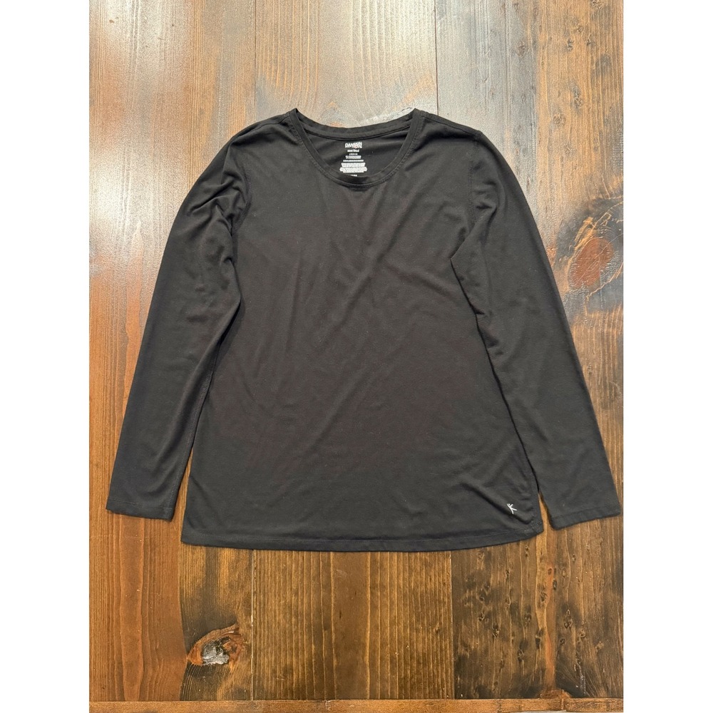 Danskin Now Womens Black Long Sleeve Dri-More Activewear Top Large 12-14